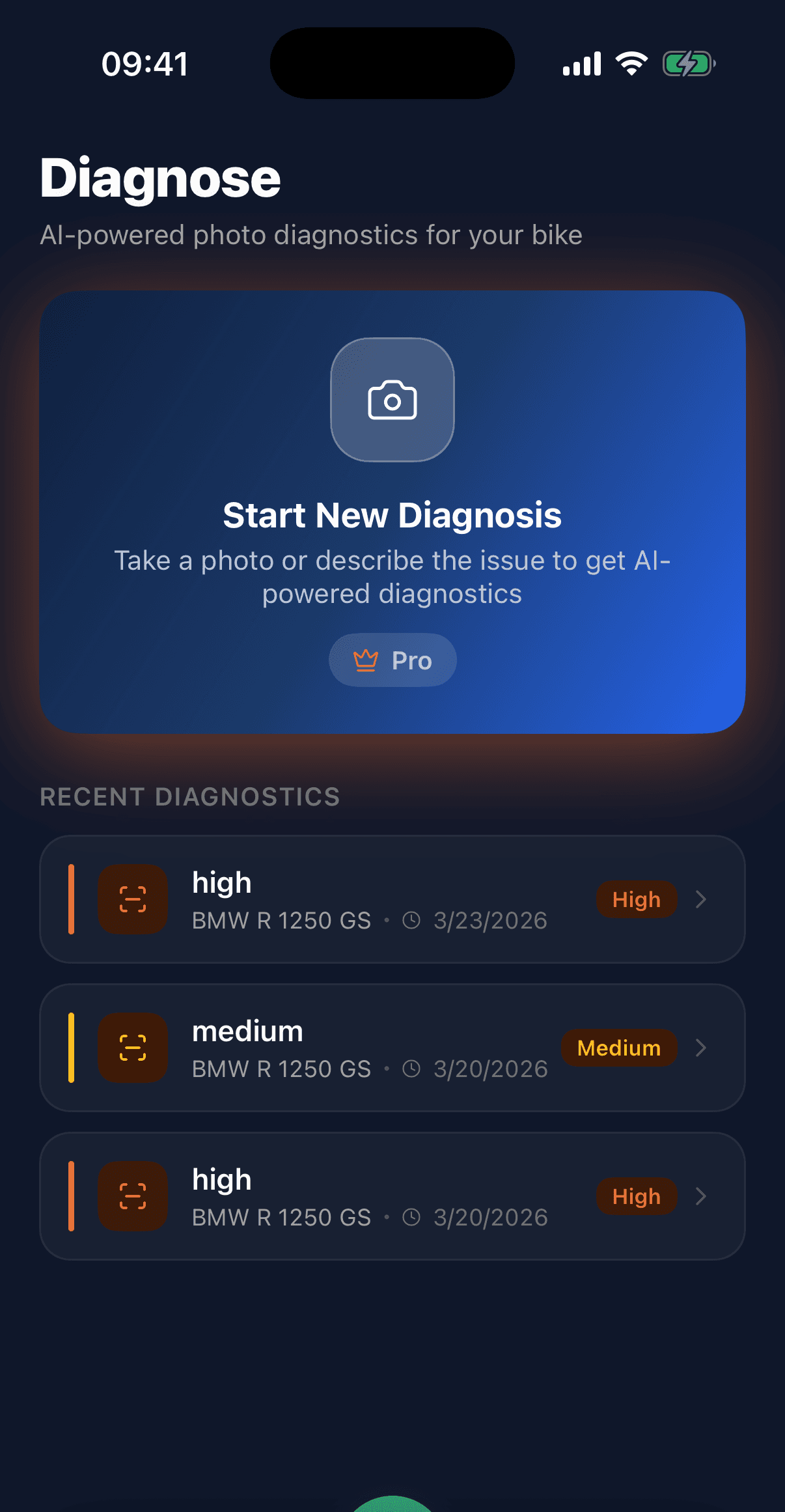 AI diagnostics screen