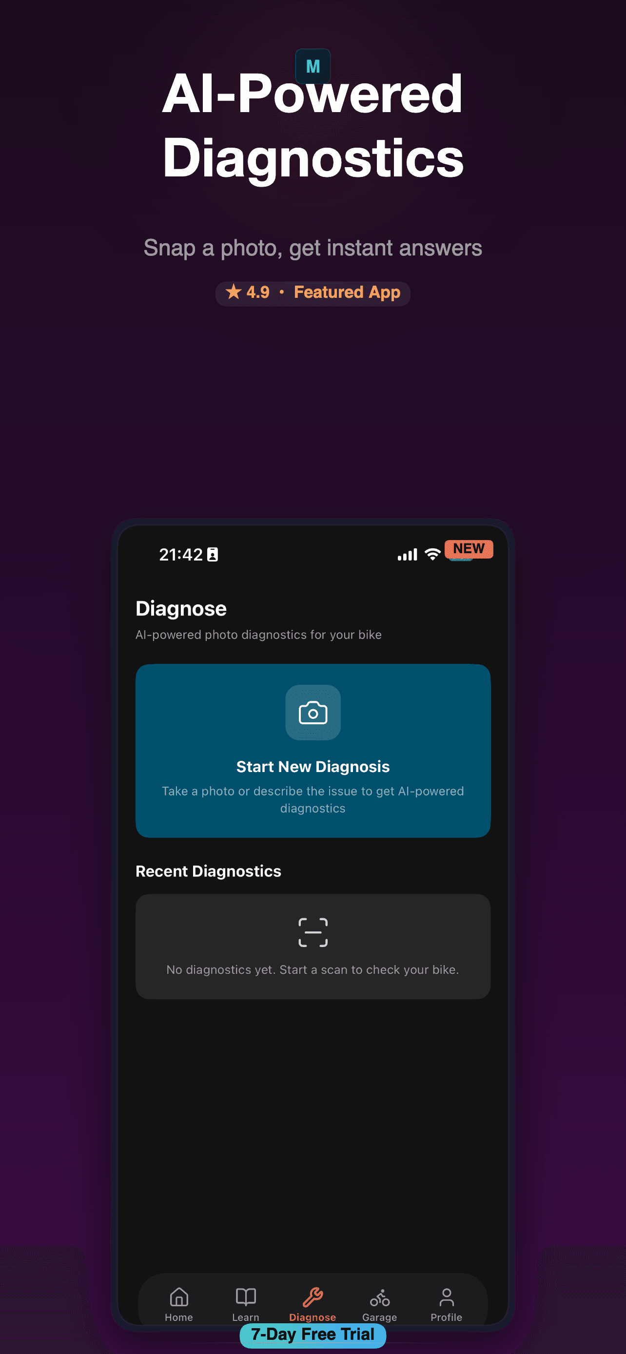 MotoVault AI diagnostics analyzing a motorcycle issue